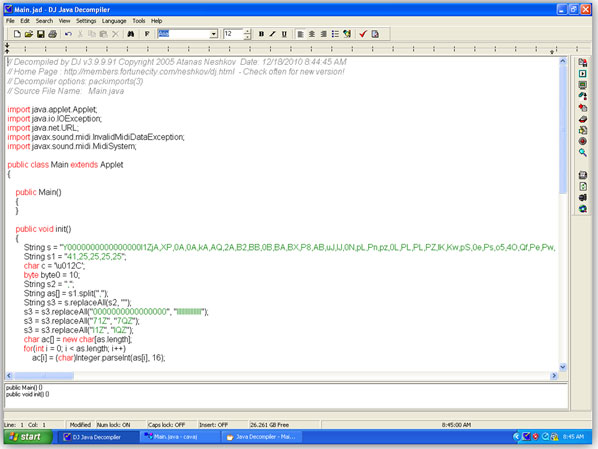 DJ Java Decompiler default source code view.