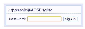 ATS engine administration panel login page.