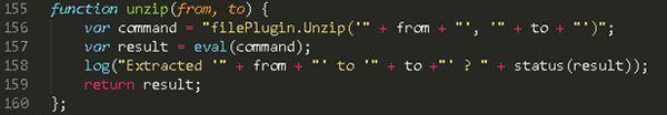 Unzip function using filesystem plug-in.
