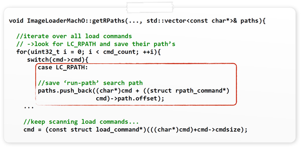 Extracting and saving all embedded run-path search paths.