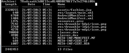 Andr/MstrKey-A APK file showing multiple files with the same name.